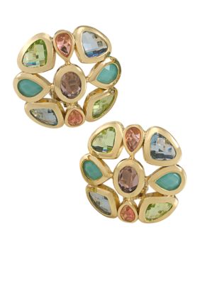 Carolee Ornate Button Clip Earrings