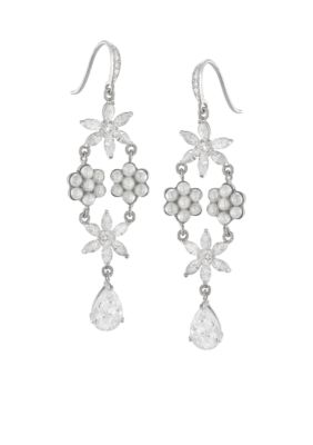 Carolee Debutant Ball Flower Chandelier Pierced Earrings