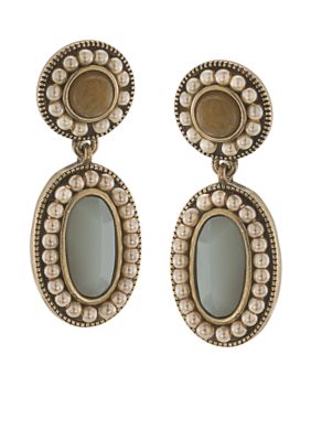 Carolee Sand Shades Large Beaded Double Drop Pierced Earrings