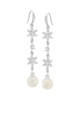 Carolee Debutant Ball Pearl Drop Linear Pierced Earrings