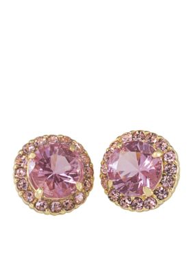 Carolee High Class Color Tickled Pink Button Pierced Earrings