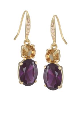 Carolee High Class Color Double Drop Pierced Earrings