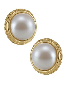 Carolee Classic Pearl Button Clip Earring