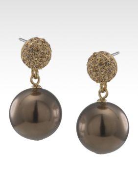 Carolee Large Gold and Brown Double Drop Earring