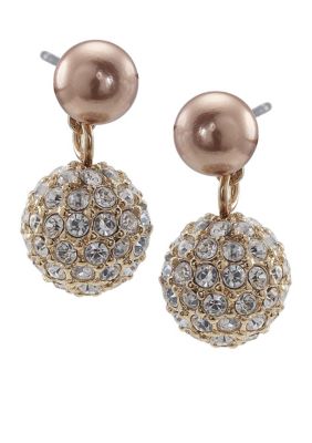 Carolee Small Double Drop Gold Pearl Earring