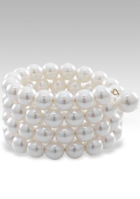 Carolee 10mm Simulated Pearl 4 Row Coil Bracelet