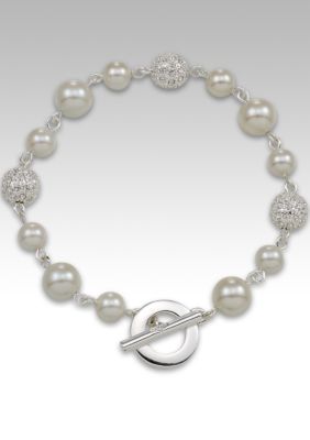 Carolee Mixed Millimeter Pearl and Pave Ball Bracelet