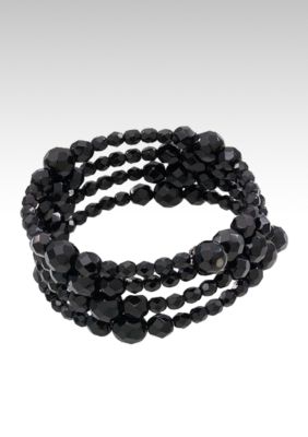 Carolee Faceted Jet Bead Coil Bracelet