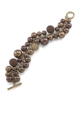 Carolee Sable and Pave Cluster Charm Bracelet