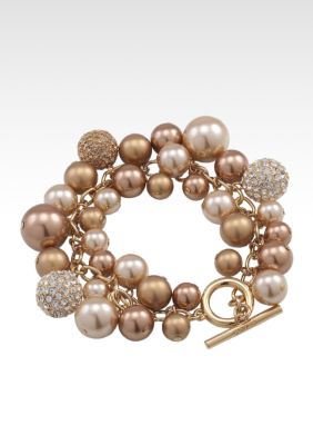 Carolee Sable and Pave Cluster Charm Bracelet