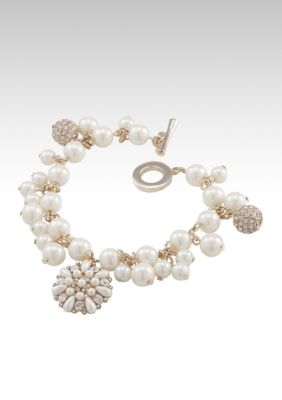 Carolee Cluster Pearl Charm Bracelet