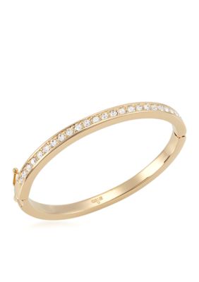 Carolee Gold Medalist Hinged Crystal Bangle Bracelet