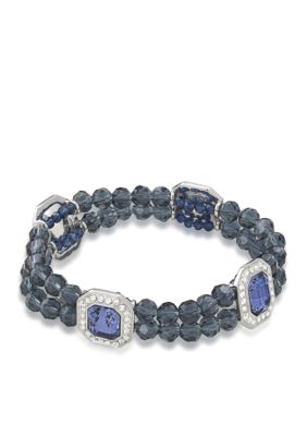 Carolee Royal Blue Double Row Stretch Bracelet