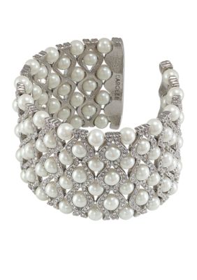 Carolee 40th Anniversary Outrageous Faux Dramatic Pearl Cuff Bracelet 