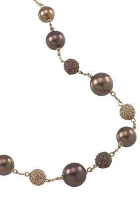 Carolee Gold and Brown Pearl Illusion Necklace