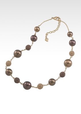 Carolee Gold and Brown Pearl Illusion Necklace
