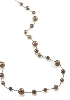 Carolee Long Pearl and Crystal Illusion Necklace