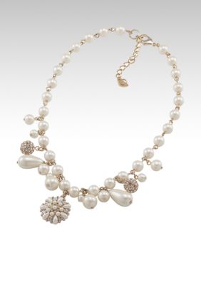 Carolee Cluster Pearl Charm Necklace