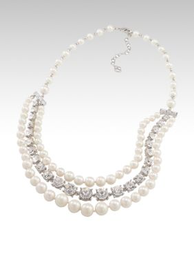 Carolee Vintage Beauty Pearl and Crystal Necklace