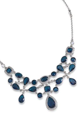 Carolee Simply Blue Ornate Crystal Pendant Necklace<br>