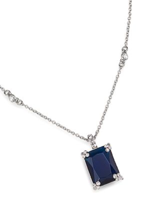 Carolee Simply Blue Emerald Cut Crystal Pendant Necklace 