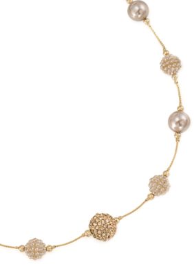 Carolee Mini Make Over Suede Pearl Illusion Necklace