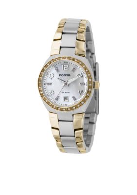 Fossil Ladies' Two-tone Mother of Pearl Analog Dial