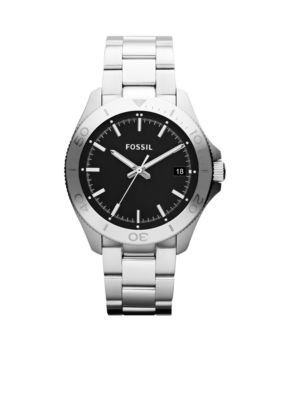 Fossil Men's Silver-Tone Stainless Steel Retro Traveler Three-Hand Watch