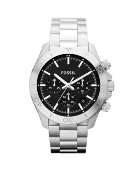 Fossil&reg; Men's Silver-Tone Stainless Steel Retro Traveler Chronograph Watch
