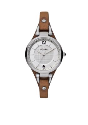 Fossil Georgia Leather and Stainless Steel Watch