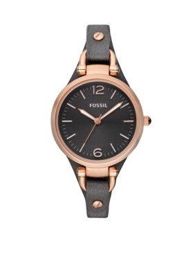 Fossil Georgia Leather Watch Smoke and Rose
