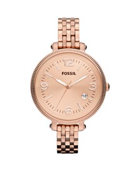 Fossil Ladies Rose Gold Tone Stainless Steel Heather Watch