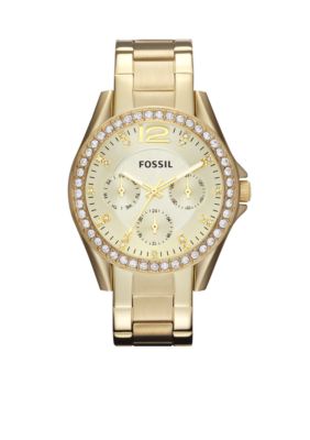 Fossil Women's Riley Gold Tone Glitz Watch