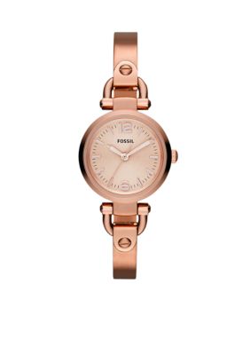 Fossil Ladies Small Rose Gold Tone Stainless Steel Georgia Three Hand Watch