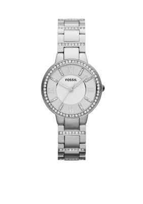 Fossil Ladies Stainless Steel Virginia Three Hand Glitz Watch