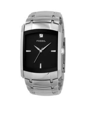 Fossil&reg; Mens Rectangle Black Dial with Diamond