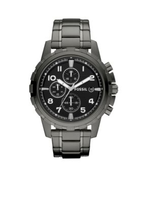 Fossil&reg; Mens Smoke Gray Stainless Steel Dean Chronograph Watch