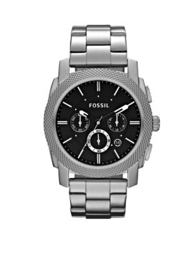 Fossil Men's Machine Stainless Steel and Black Dial Chronograph Watch