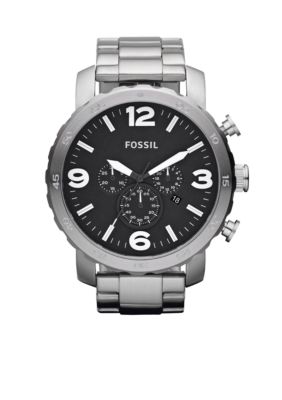 Fossil Mens Silver Tone Stainless Steel Gage Chronograph Watch