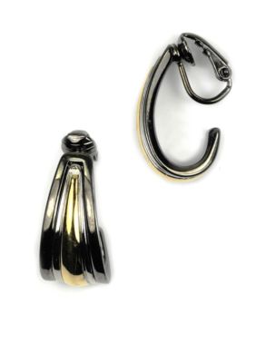 Anne Klein Tri-tone Clip Earrings