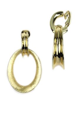 Anne Klein Gold Clip Doorknocker Earrings