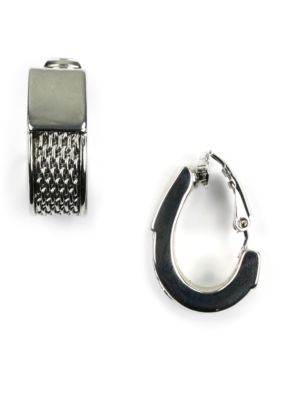 Anne Klein Silver Tone Mesh Clip Earrings