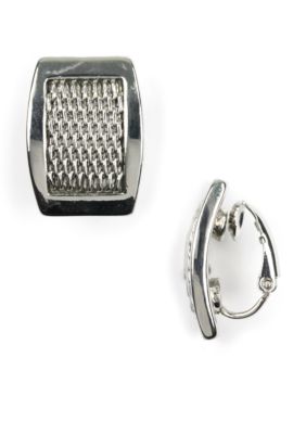 Anne Klein Silver Mesh Clip Earrings