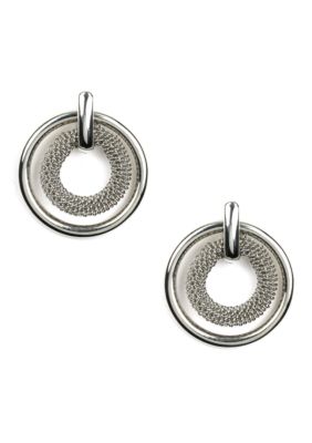 Anne Klein Silver Circle Mesh Earrings