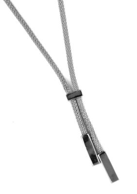 Anne Klein Silver Tone Mesh Y-Necklace
