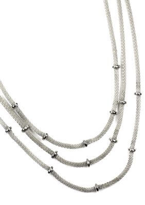 Anne Klein Silver Tone Multi Row Necklace