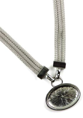 Anne Klein Silver Tone Mesh Pendant Necklace