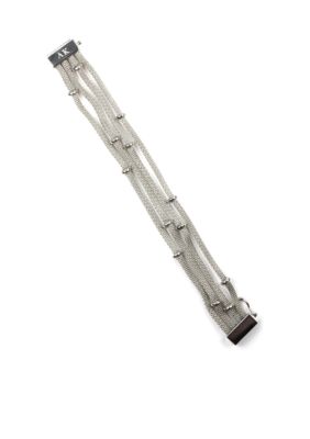 Anne Klein Silver Tone Mesh Multi Row Bracelet