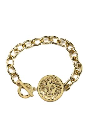 Anne Klein Lion Gold Tone Link Bracelet