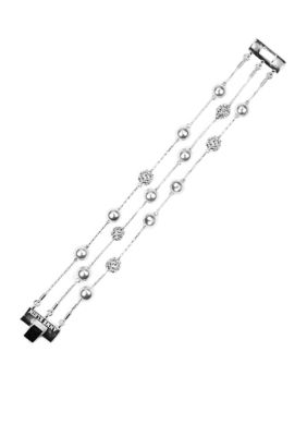 Anne Klein White Pearl and Crystal Fireball Bracelet